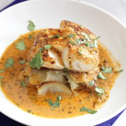 Halibut with Thai red sauce